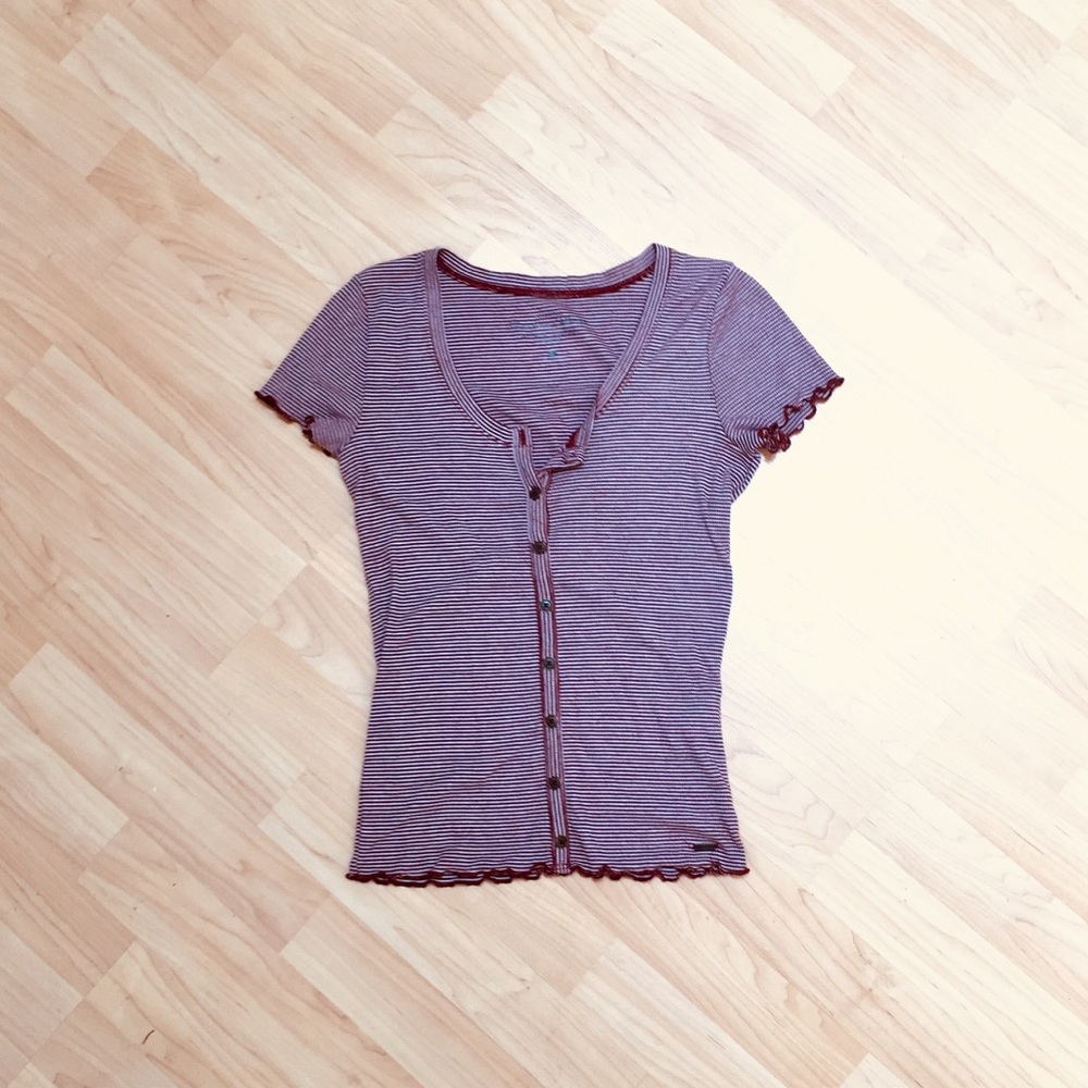 Hollister Striped Button Up Top